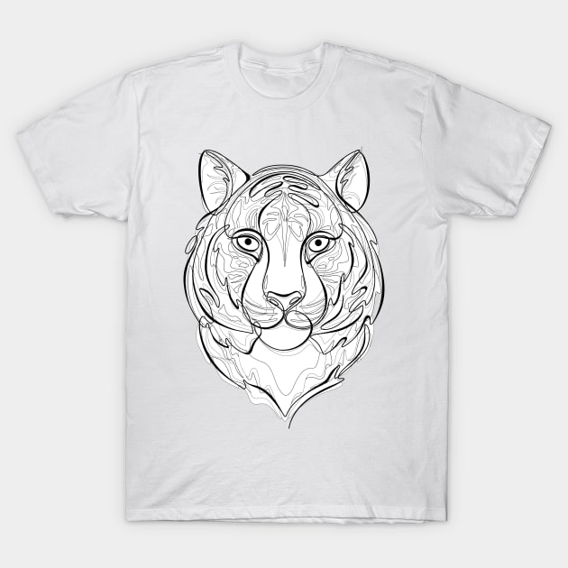 Continuous Line Tiger Portrait. 2022 New Year Symbol by Chinese Horoscope T-Shirt by lissantee